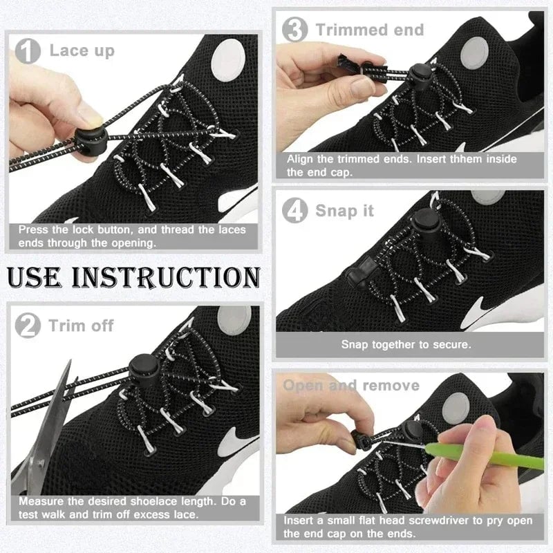 Elastic No Tie Shoelaces with Lock - Stretching Sneaker Hiking