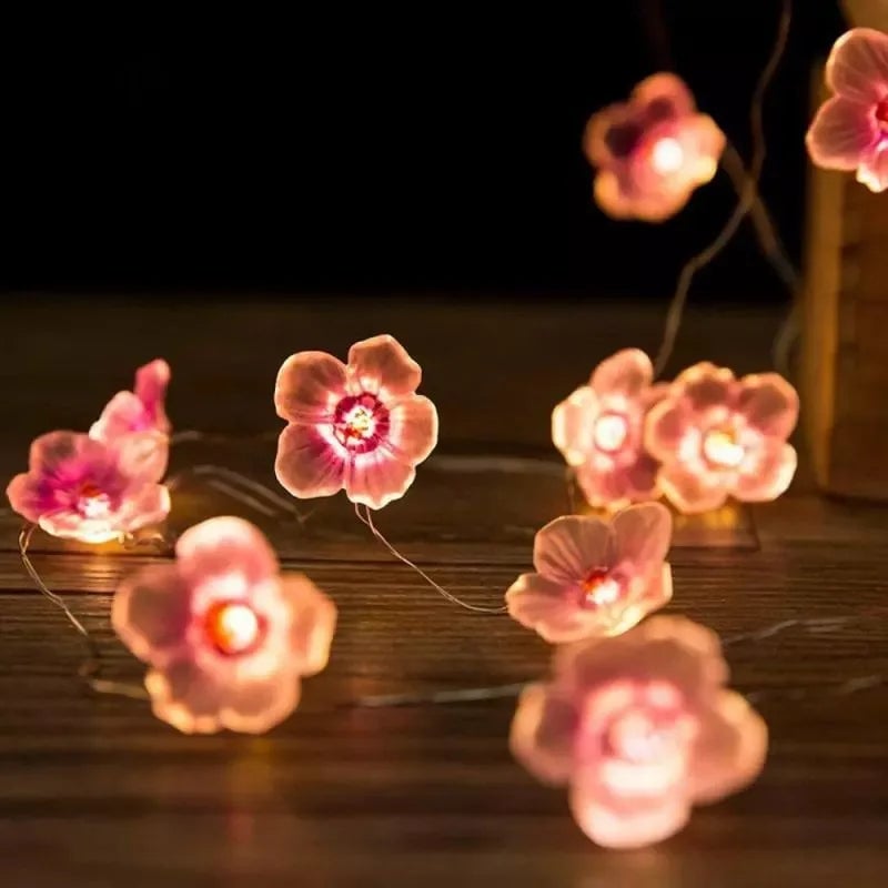 3M 30 LED Cherry Blossom String Lights Pink Battery Powered Fairy