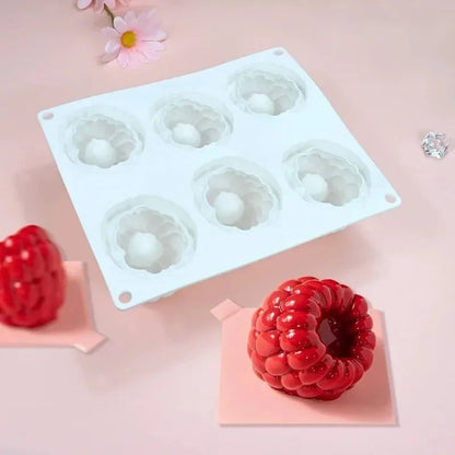 6-Cavity Raspberry Mousse Silicone Mold for Chocolate Desserts