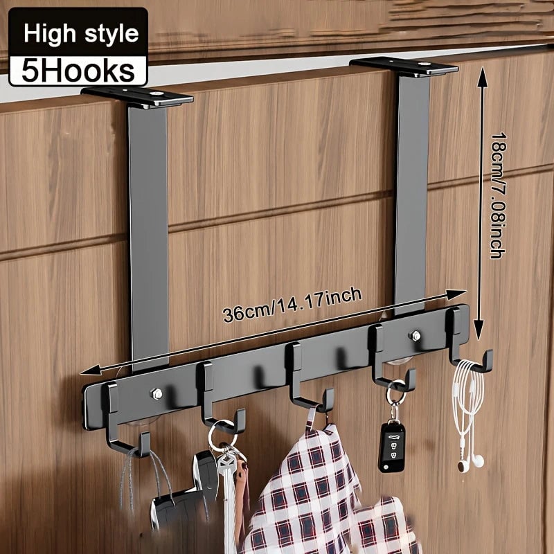 Over Door Metal Hooks Rack 5/7 Adjustable Bathroom Organizer
