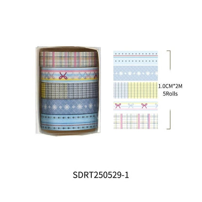 Basic Grid Star Washi Tape 5-Pack Decorative Craft Stationery Set