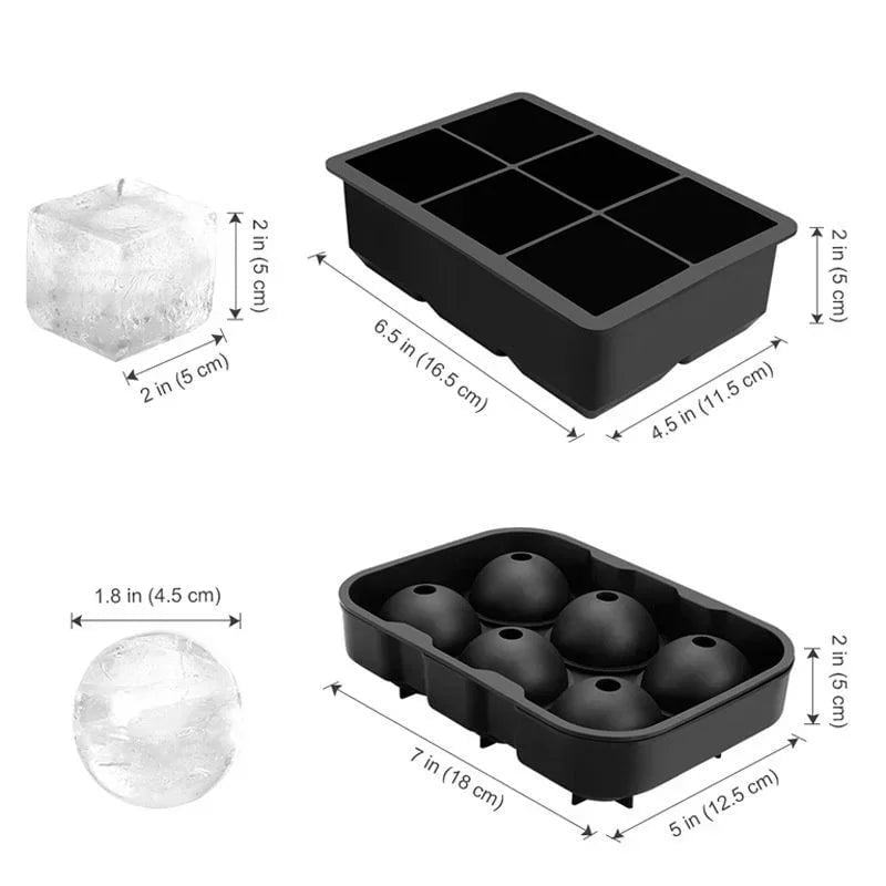Food Grade Silicone Ice Cube Mold - Round Square Ball Ice Tray