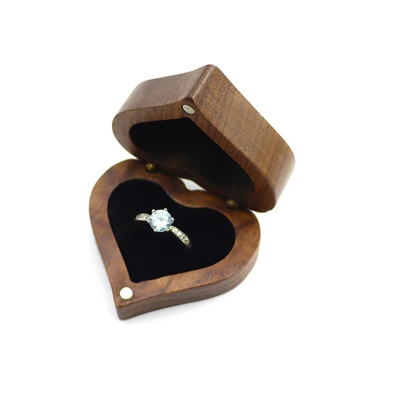 Wooden Ring Box - Premium Jewelry Organizer for Engagement Proposal