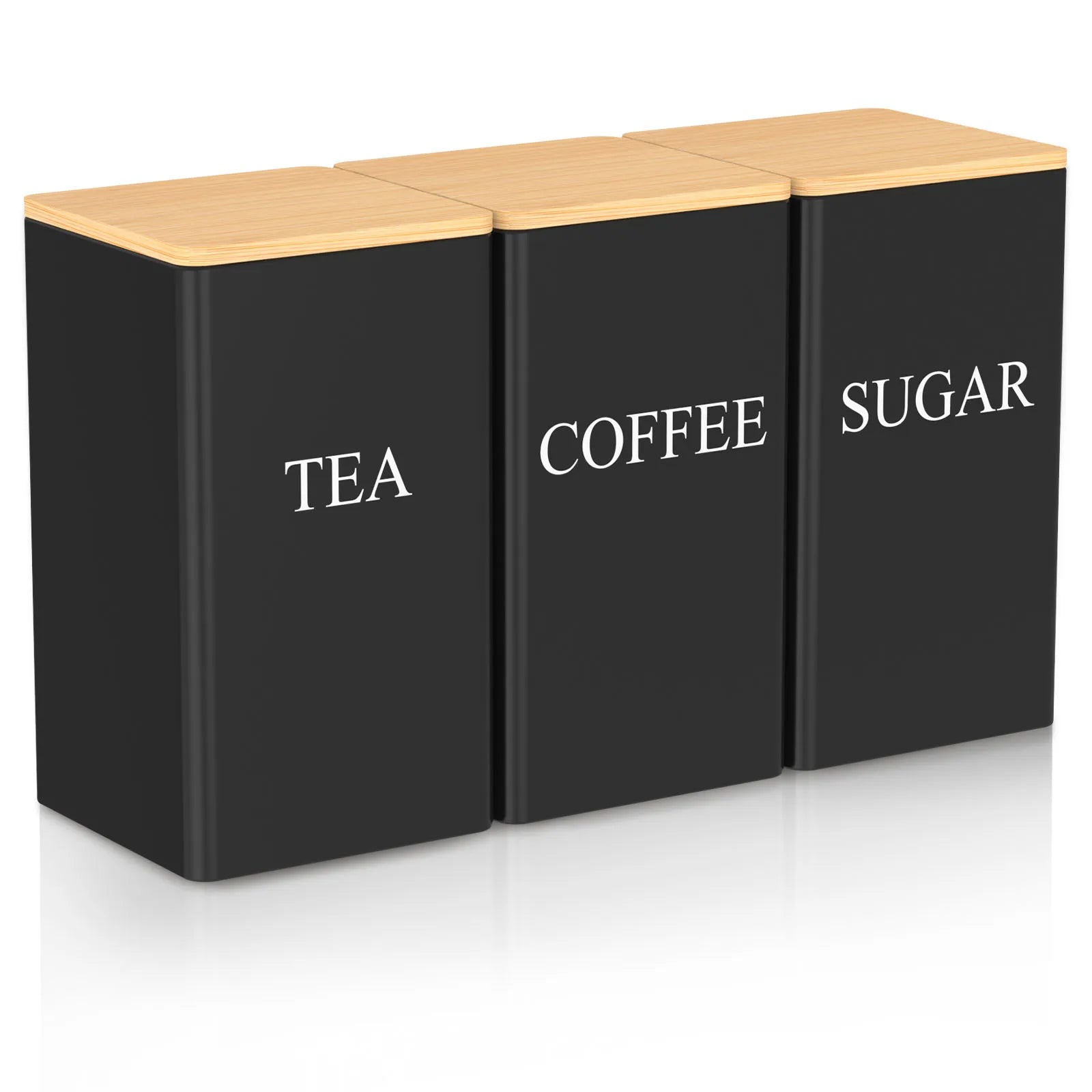 3Pcs Vacuum Sealed Stainless Steel Coffee Bean Tea Sugar Jars Set