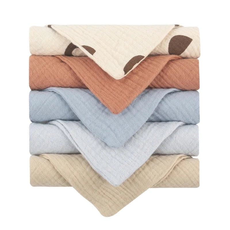 5PCS Soft Cotton Gauze Baby Towels - Absorbent Face Washcloths