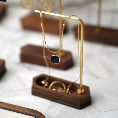 Copper Wood Jewelry Display Stand - Necklace Earrings Organizer