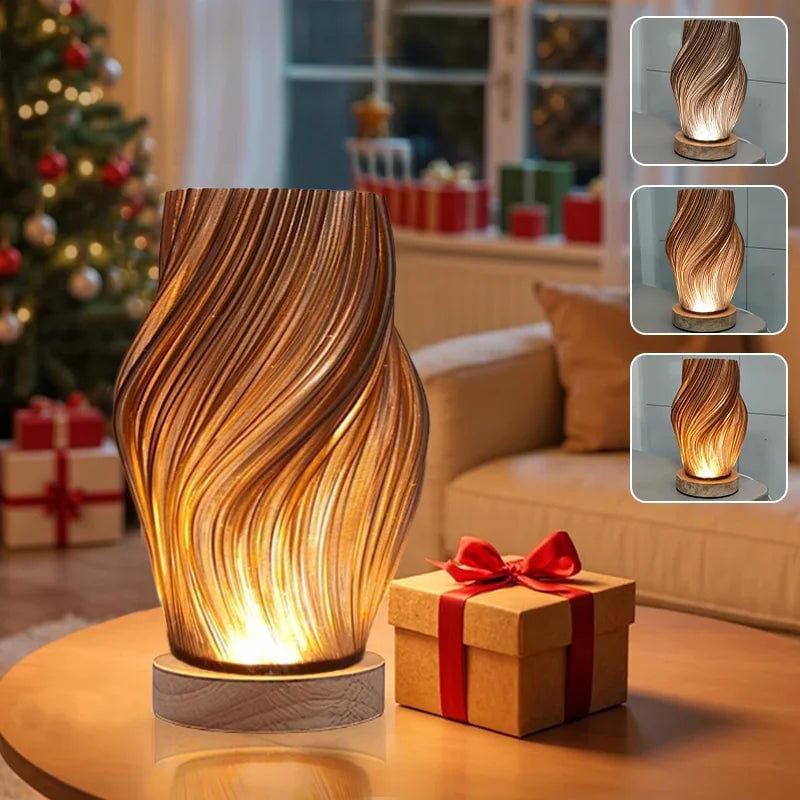 Adjustable LED Table Lamp Cream Wood Base 3 Color Temperatures