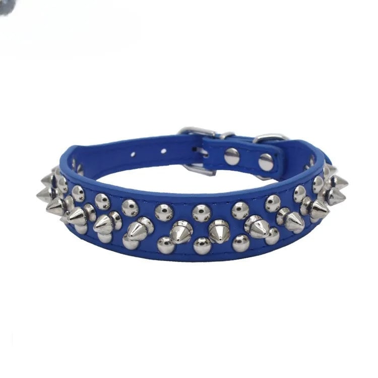 Adjustable PU Leather Spiked Dog Collar - Punk Rivet Design Small Pet