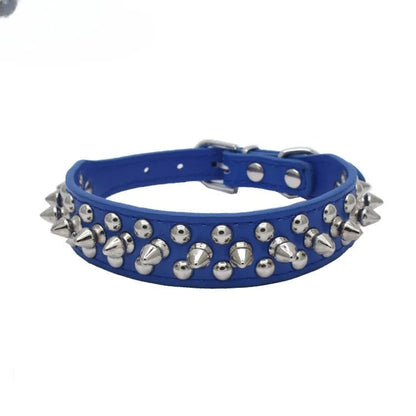 Adjustable PU Leather Spiked Dog Collar - Punk Rivet Design Small Pet