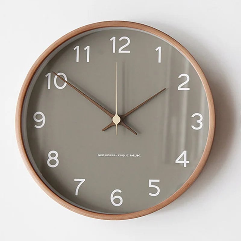 Nordic Solid Wood Wall Clock - Modern Minimalist Design Home Decor