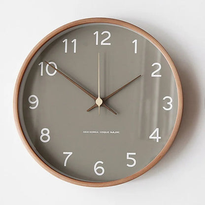 Nordic Solid Wood Wall Clock - Modern Minimalist Design Home Decor