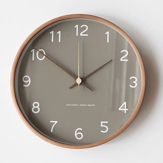 Nordic Solid Wood Wall Clock - Modern Minimalist Design Home Decor