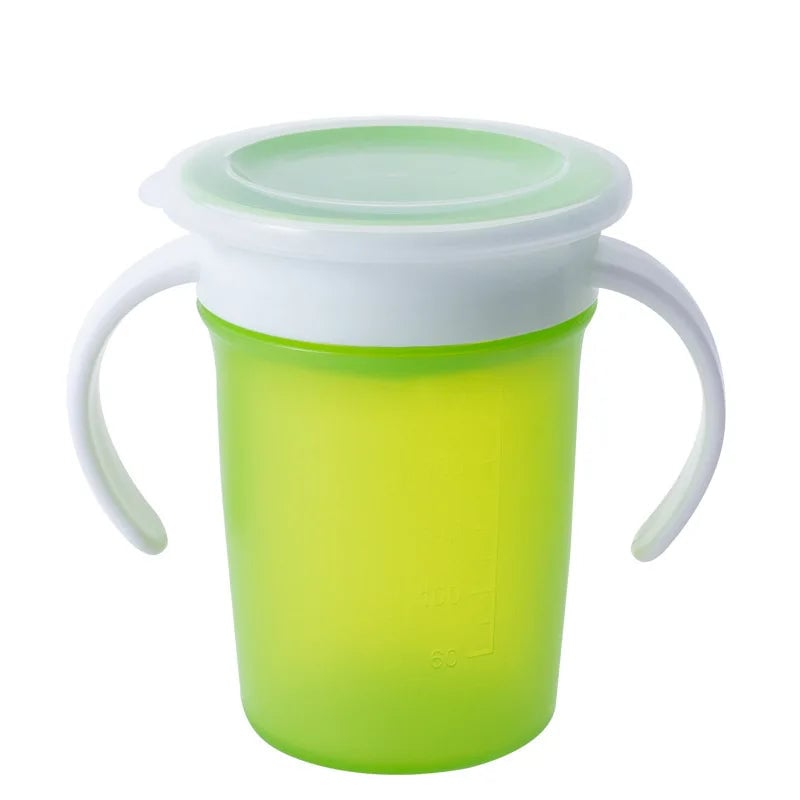 360° Rotated Baby Learning Cup Double Handle Flip Lid Leakproof