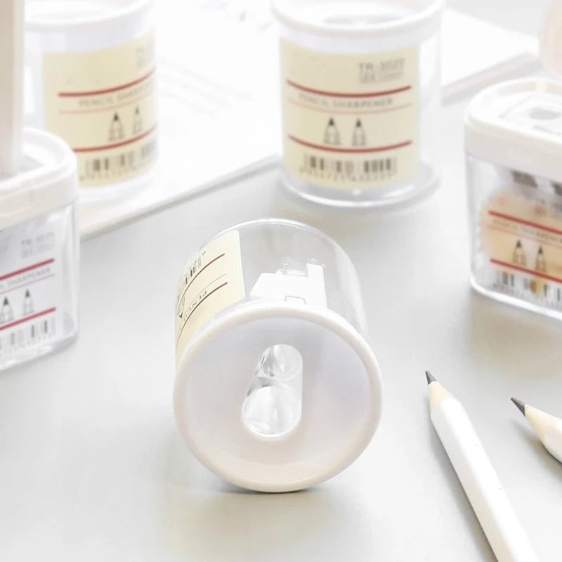 Clear Round Portable Dual Hole Pencil Sharpener for Students