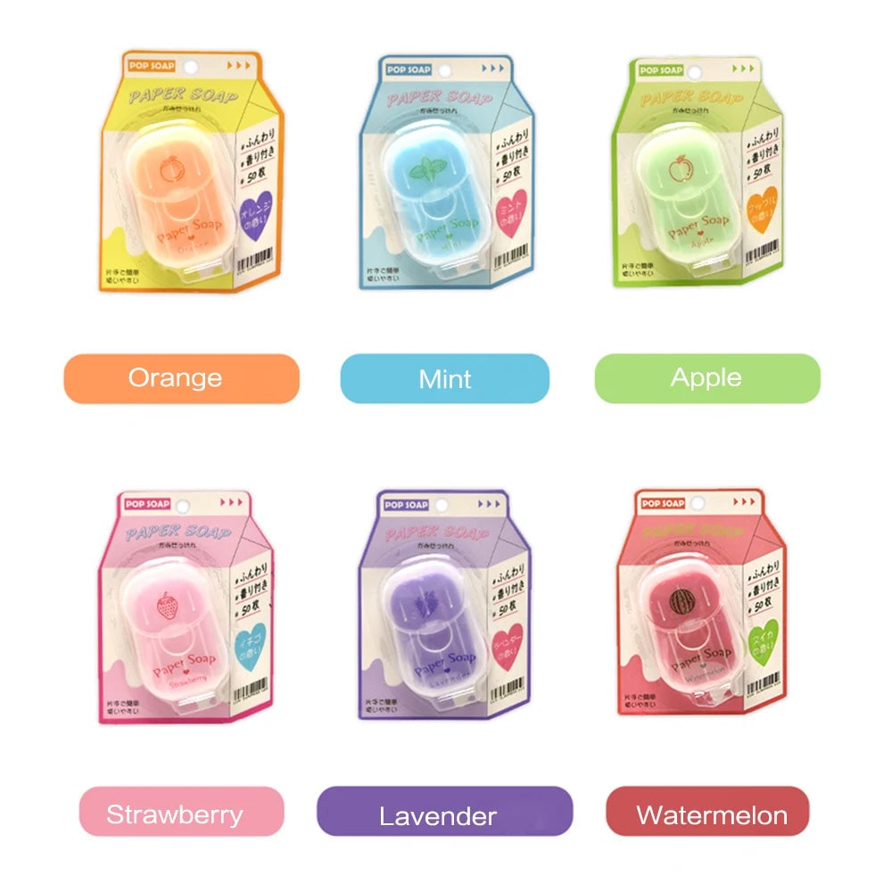 Portable Hand Soap Sheets 50ct Travel Dissolving Cleanser Wipes