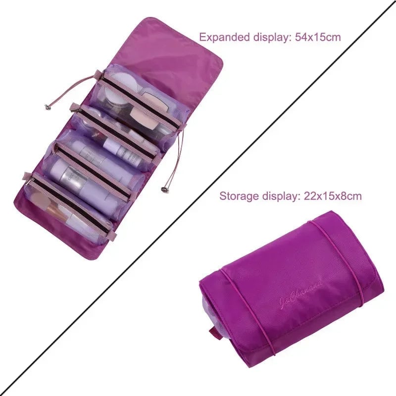Large Capacity PU Leather Cosmetic Travel Organizer Bag - Portable