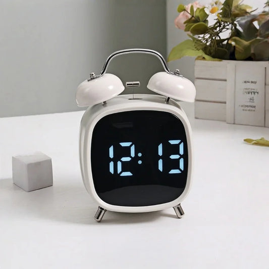 Voice Control Digital Alarm Clock Super Loud Double Bell Heavy Sleeper