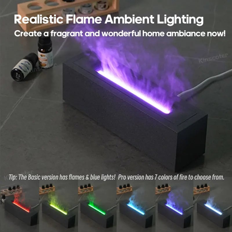 Ultrasonic Cool Mist Humidifier LED Flame Aroma Diffuser 300ml