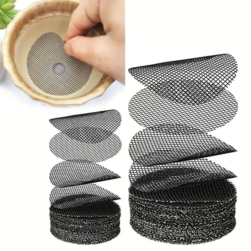 50pk Round Drainage Hole Screen Mats - Plant Pot Filter Guards