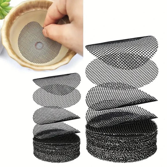 50pk Round Drainage Hole Screen Mats - Plant Pot Filter Guards