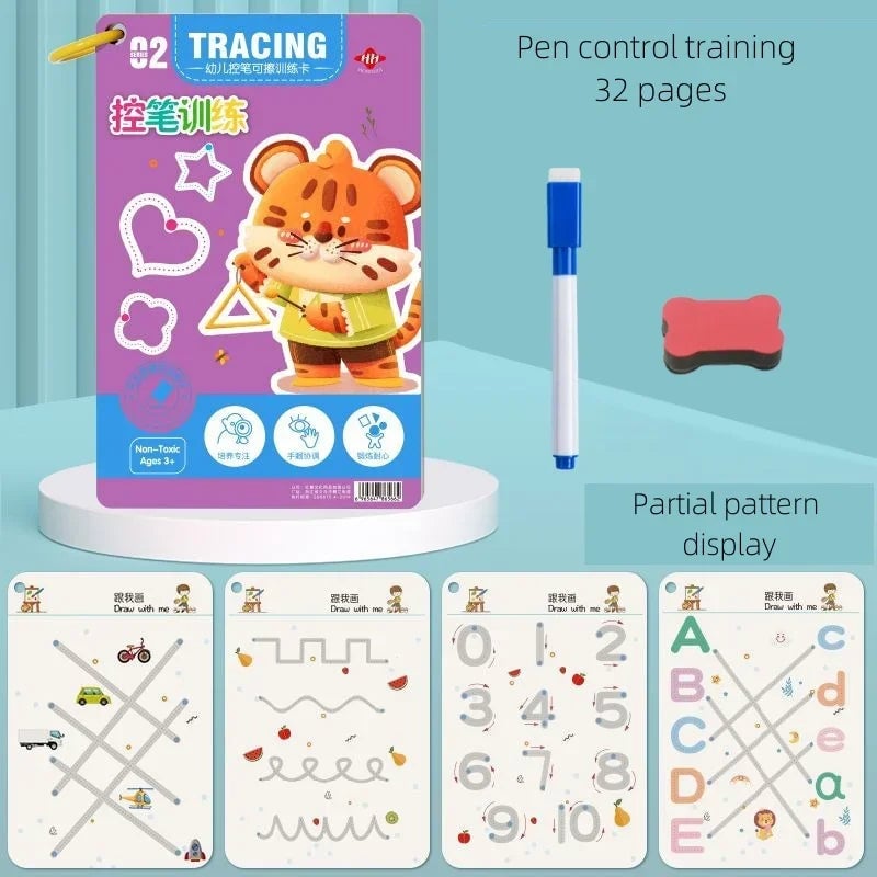 Reusable Montessori Tracing Workbook - Pen Control Practice Book