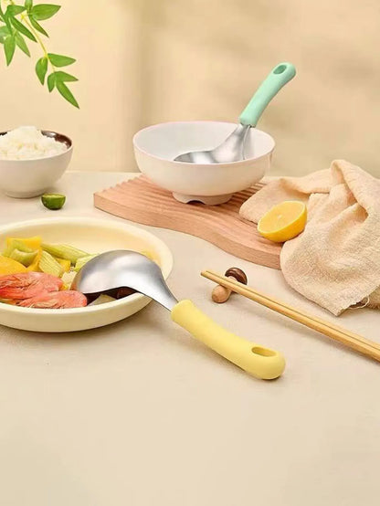 Korean-Style Stainless Steel Soup Spoon with Silicone Handle