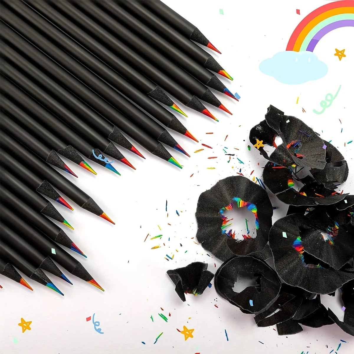 7 Colors Rainbow Pencils 3.3mm Lead - 12/24/36/48Pcs Art Drawing Set