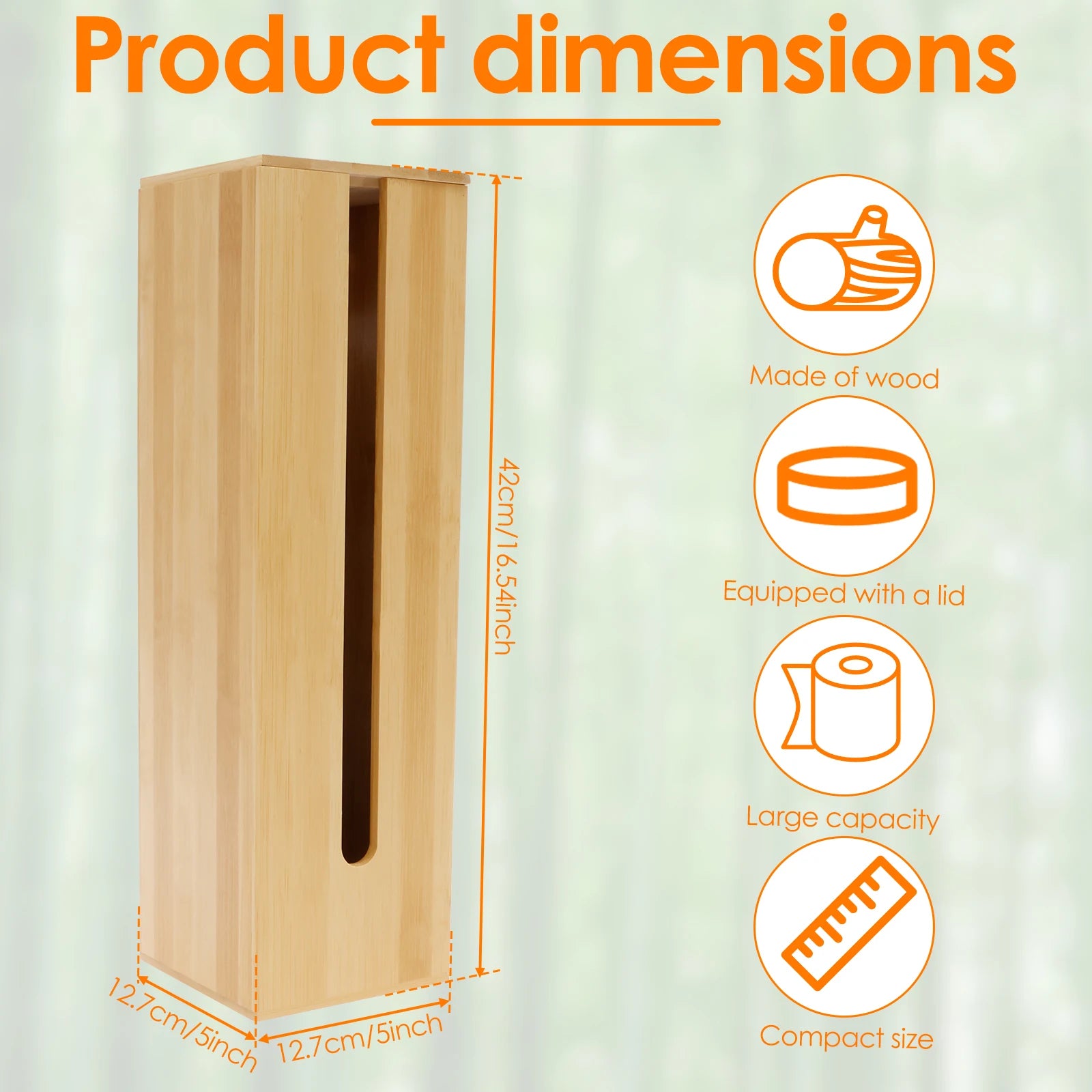 Wooden Bathroom Toilet Paper Holder with Towel Storage Organizer Box