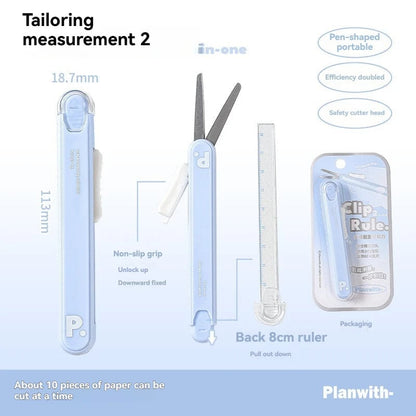 Mini Portable 2-in-1 Scissors Paper Cutter Knife Pen Shape Art Tool