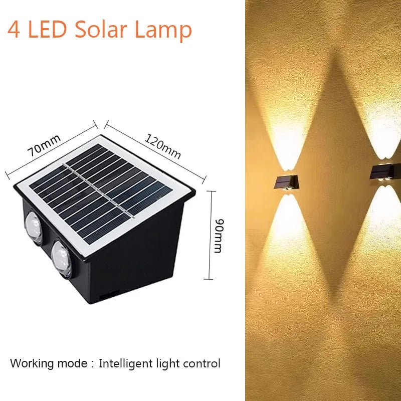 4/6/8 LED Solar Wall Lamp Waterproof Up Down Garden Street Light