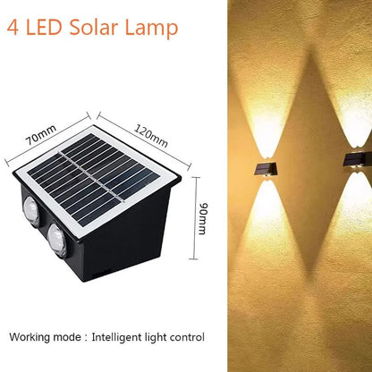 4/6/8 LED Solar Wall Lamp Waterproof Up Down Garden Street Light