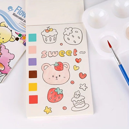 Watercolor Painting Book Set with Water Brush Pen - Self-Contained