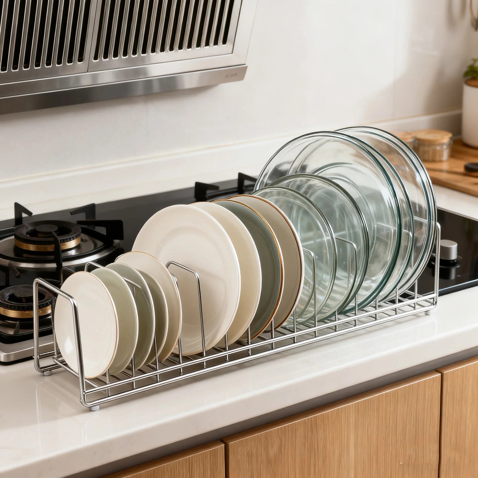 Stainless Steel Kitchen Bowl Organizer Thick Wall Dish Storage Rack