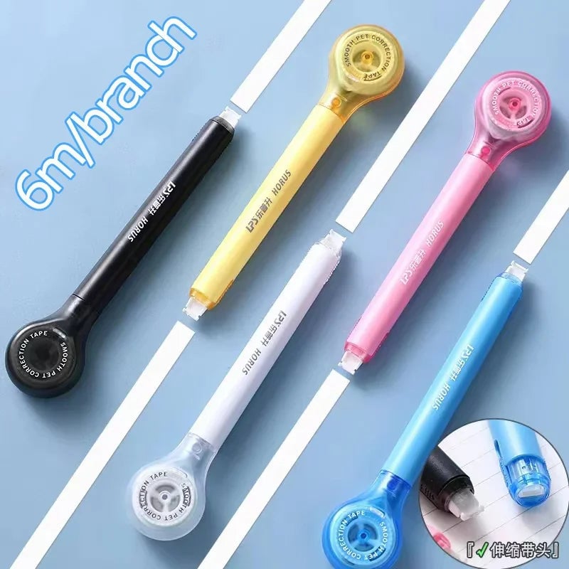 6m Pen-Shaped Correction Tape - Kawaii Macaron Colors Comfortable Grip