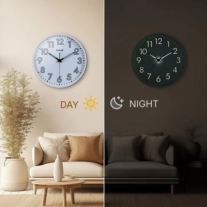 Silent LED Wall Clock Light Sensor Auto-Illuminated Non-Ticking