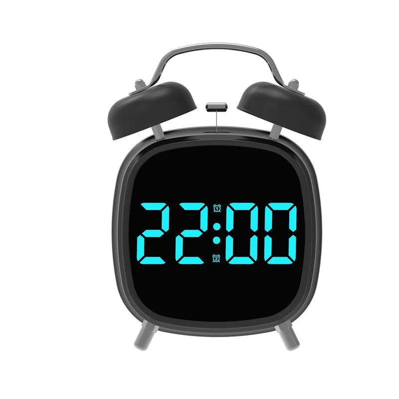 Voice Control Digital Alarm Clock Super Loud Double Bell Heavy Sleeper