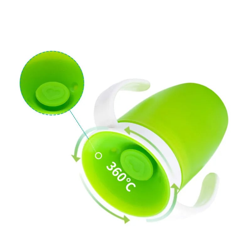 360° Rotated Baby Learning Cup Double Handle Flip Lid Leakproof