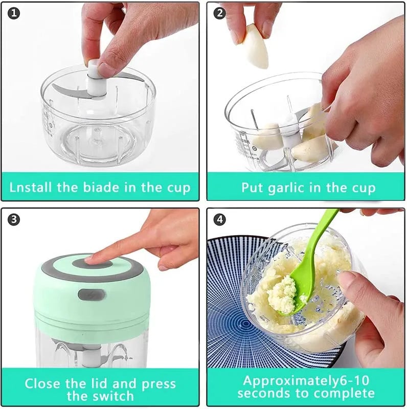 250ml USB Electric Garlic Mincer Chopper Food Processor Kitchen