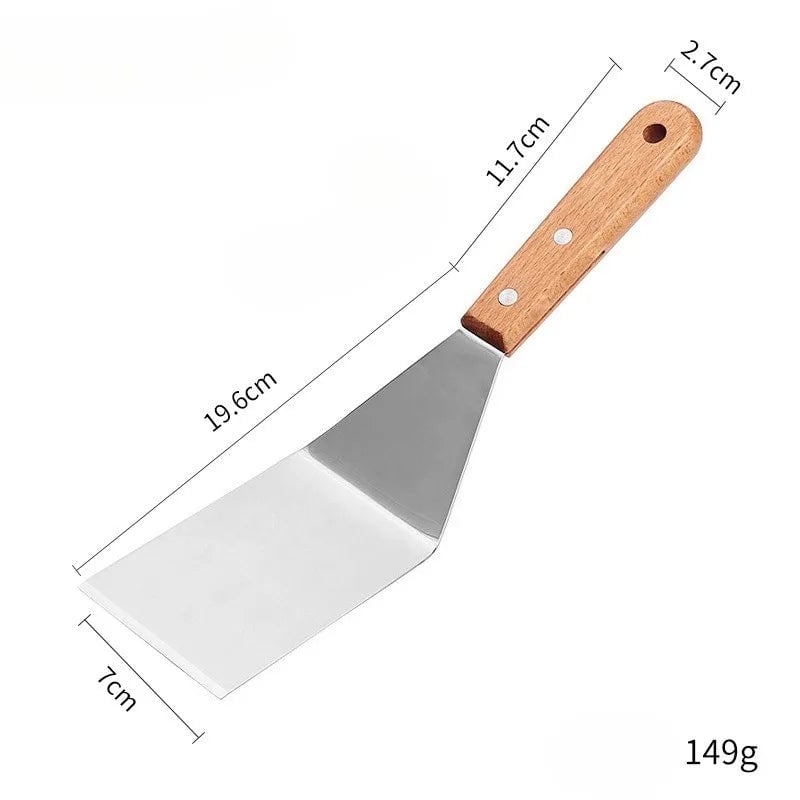 Stainless Steel Spatula with Wooden Handle - Teppanyaki Scraper