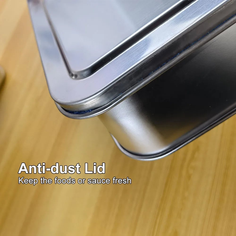 Stainless Steel Pizza Seasoning Container 6 Compartment Ingredient Box