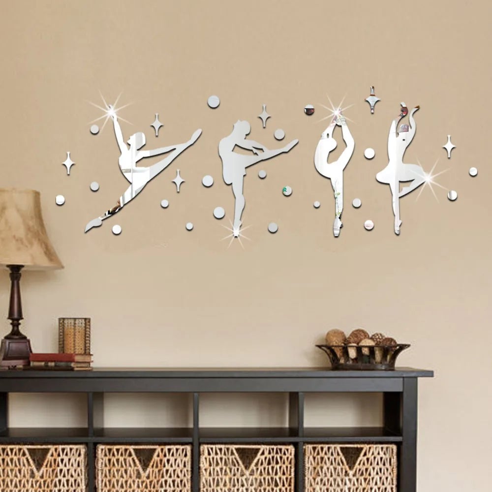 3D Acrylic Mirror Ballet Girls Wall Sticker Dance Room Decor 60067