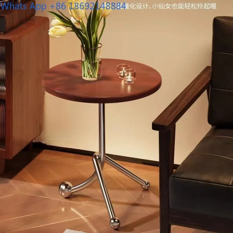 Stainless Steel Round Medieval Style Small Table Cafe Balcony