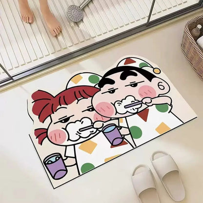 Quick Dry Anime Cartoon Bathroom Mat Soft Water Absorbent Shower