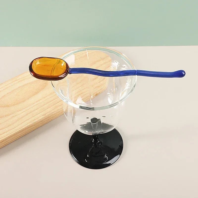 Colored Glass Long Handle Dessert Spoons - Coffee Stirring Spoons
