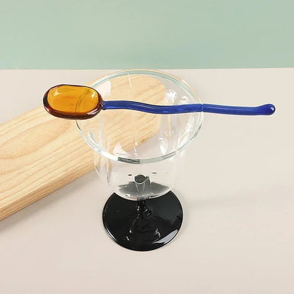 Colored Glass Long Handle Dessert Spoons - Coffee Stirring Spoons