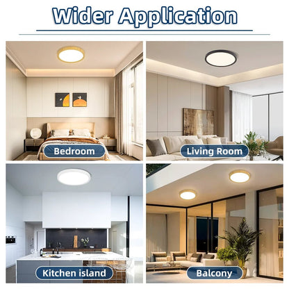 2.2cm Ultra Thin LED Ceiling Light Waterproof 3 Color Wood Grain