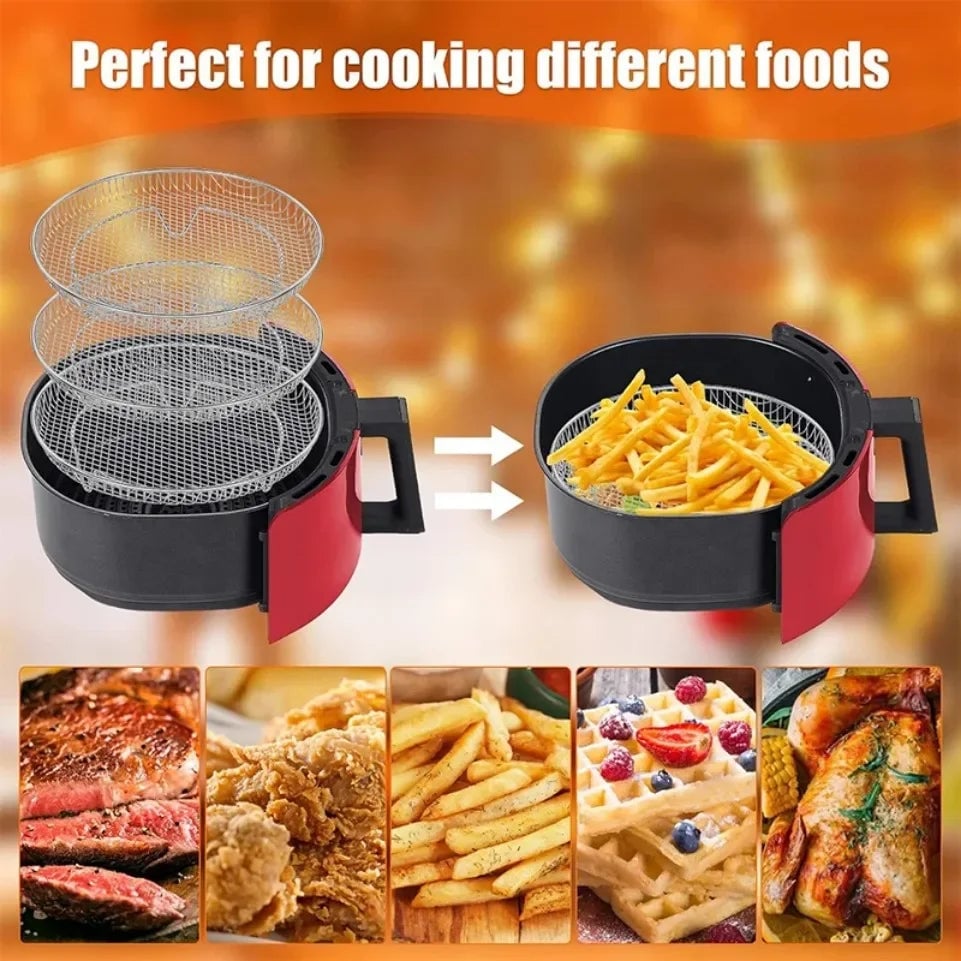 304 Stainless Steel 3-Tier Stackable Air Fryer Rack Basket