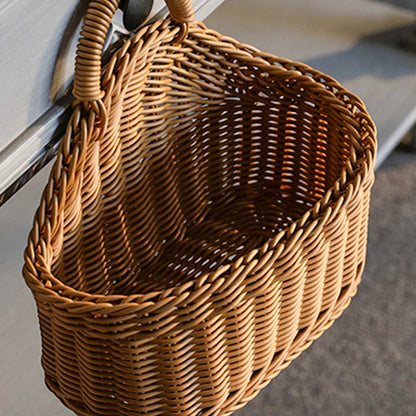 Wall Mounted Rattan Plastic Fruit Vegetable Storage Basket Hanging