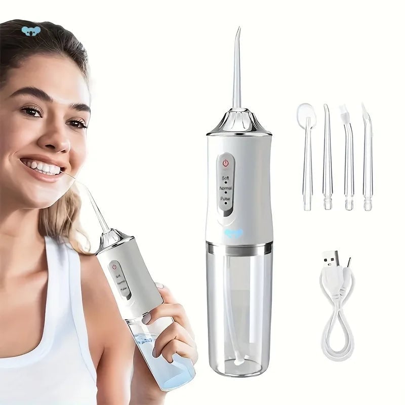 USB Rechargeable Water Flosser 220ml 3 Modes 4 Tips Portable Dental