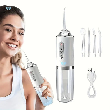 USB Rechargeable Water Flosser 220ml 3 Modes 4 Tips Portable Dental